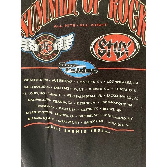 Summer Of Rock REO Styx Don Felder 2017 Concert Tour T-Shirt Short Sleeve Black - Picture 4 of 8